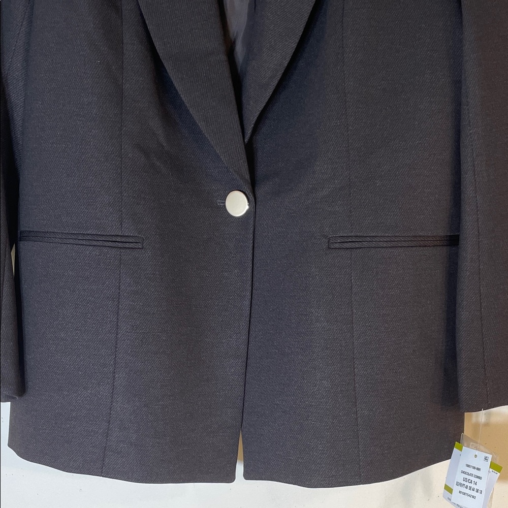 NWT. KASPER Chocolate Combo Classic Single Breast Zipper Cuff Blazer. 14 - Picture 6 of 14